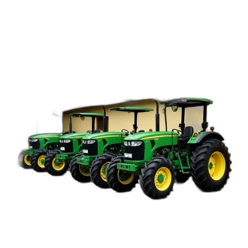 row, four, green, tractors transparent PNG cut-out