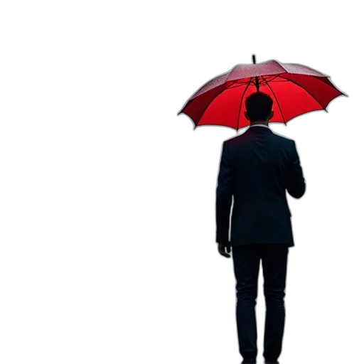 umbrella, jacket, staff, 3d render transparent PNG cut-out