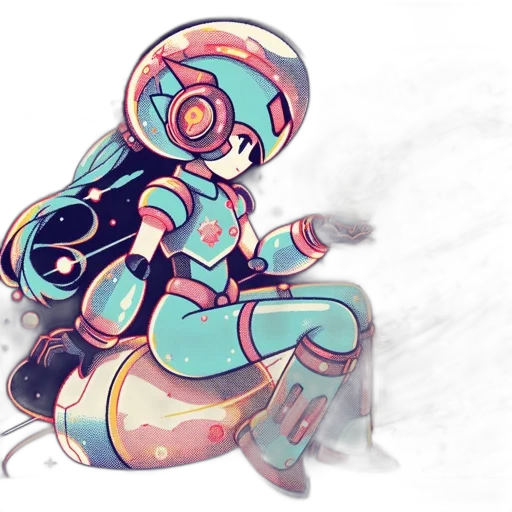 robot, concept art, pixel art, cyberpunk transparent PNG cut-out