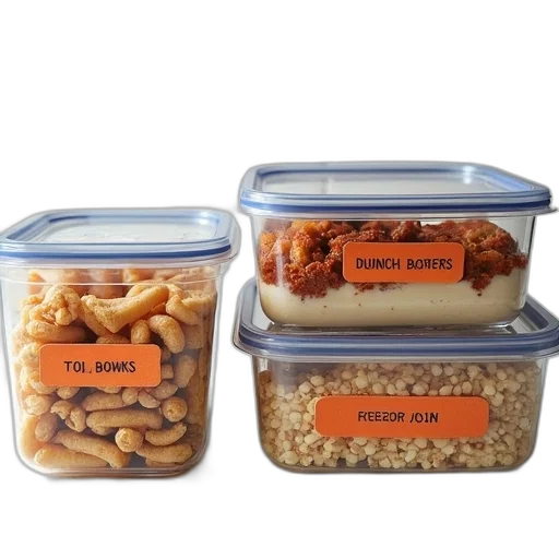 food, three, containers, freezer transparent PNG cut-out