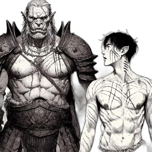 comic book art, concept art, fantasy art, two transparent PNG cut-out