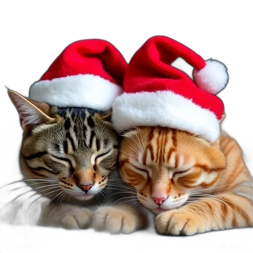 hat, two, cats, cuddling transparent PNG cut-out