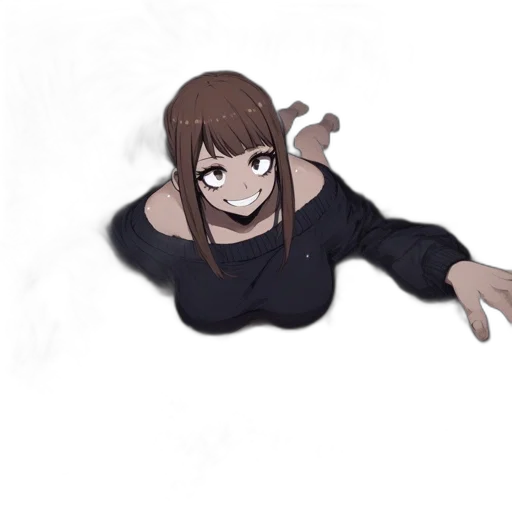 creature, jacket, hair, staff transparent PNG cut-out