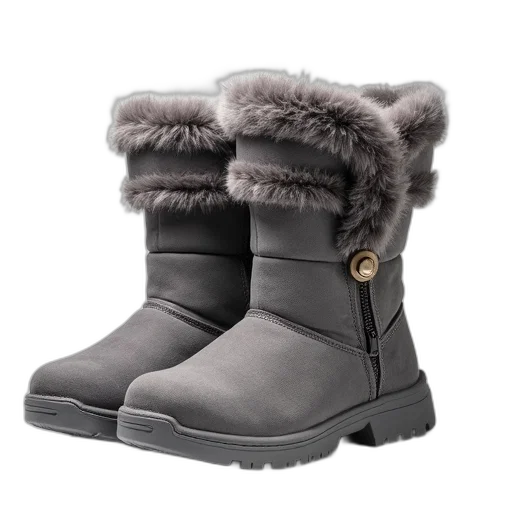 shoes, pair, grey, fluffy transparent PNG cut-out
