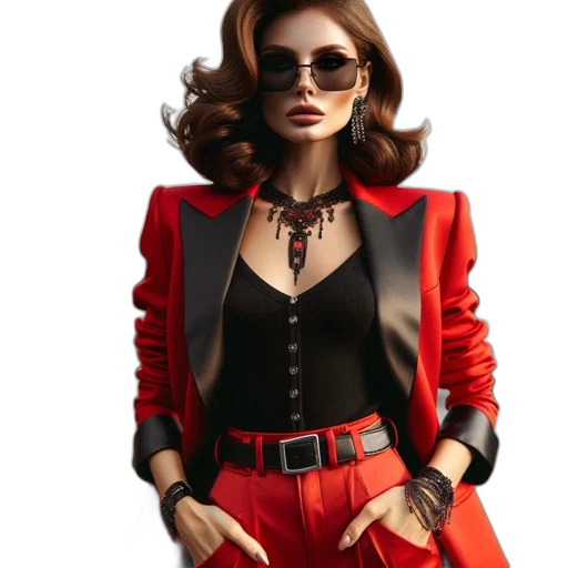 jacket, jewelry, dress, photorealistic transparent PNG cut-out