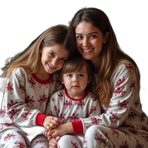 photorealistic, family, christmas, pajamas transparent PNG cut-out