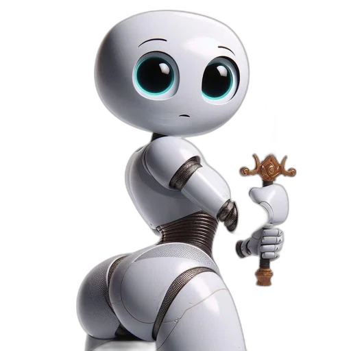robot, staff, 3d render, concept art transparent PNG cut-out