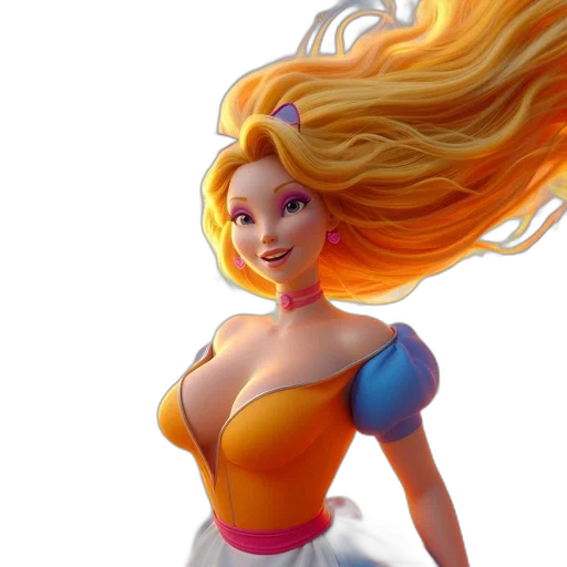 dress, hair, concept art, 3d render transparent PNG cut-out