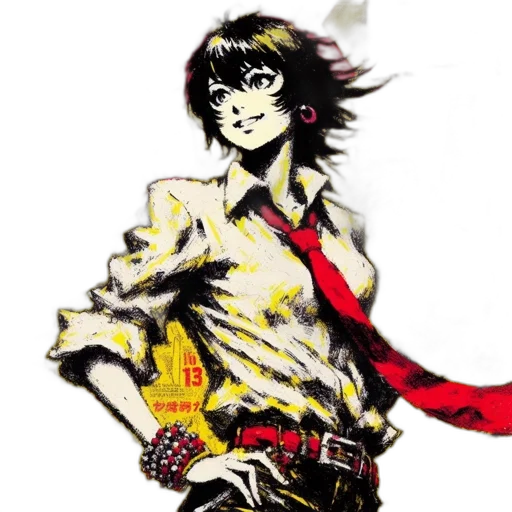 jacket, weapon, staff, comic book art transparent PNG cut-out