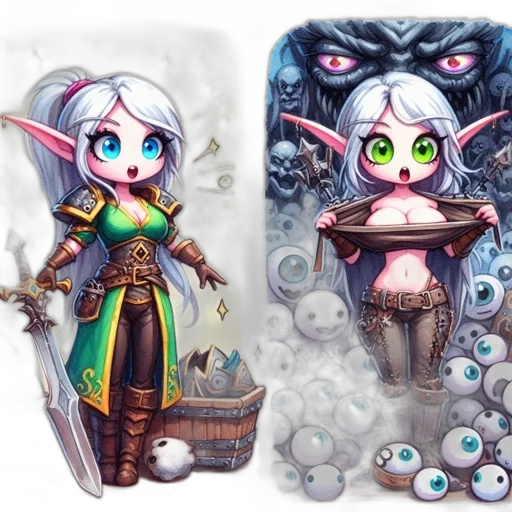 fantasy art, concept art, two, artworks transparent PNG cut-out