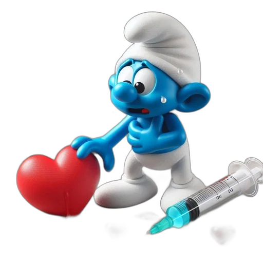blue, distressed, animated, smurf transparent PNG cut-out