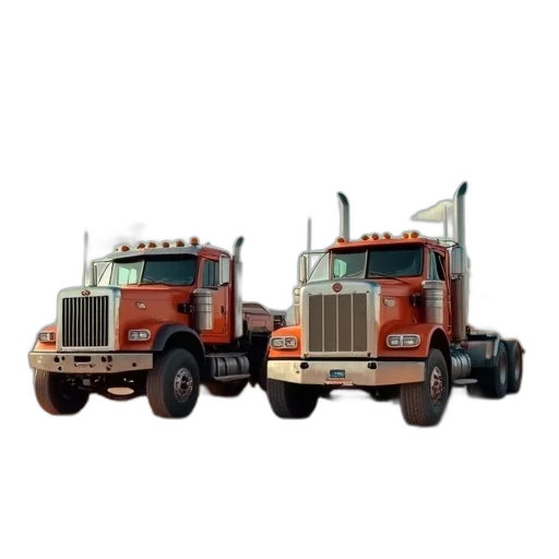 photorealistic, two, large, trucks transparent PNG cut-out