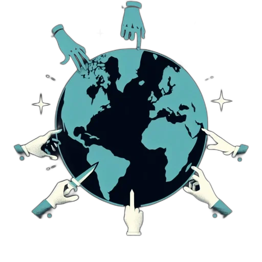 staff, anthropomorphic, globe, surrounding transparent PNG cut-out