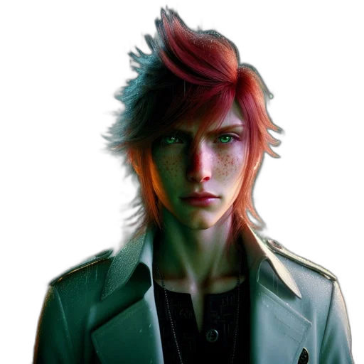jacket, face, hair, concept art transparent PNG cut-out