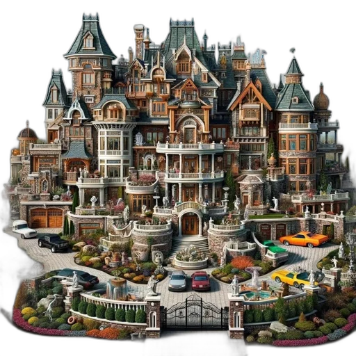 building, 3d render, concept art, pixel art transparent PNG cut-out