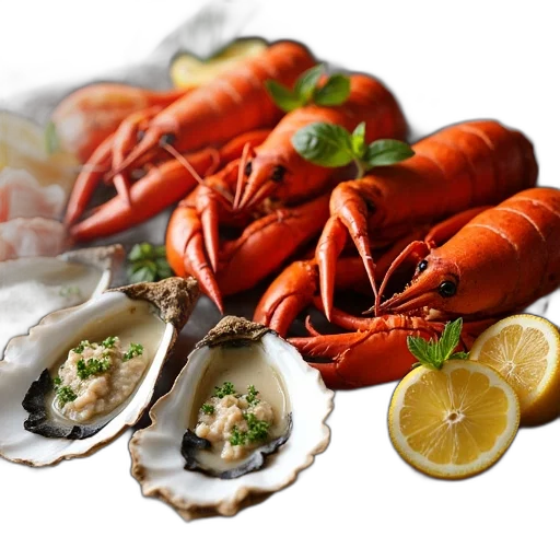 food, photorealistic, 3d render, seafood transparent PNG cut-out
