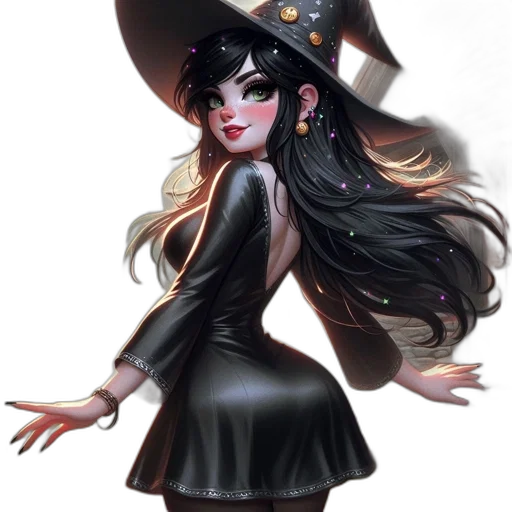 hat, staff, dress, fantasy art transparent PNG cut-out