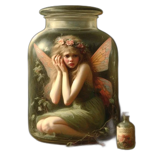 bottle, dress, jewelry, oil painting transparent PNG cut-out