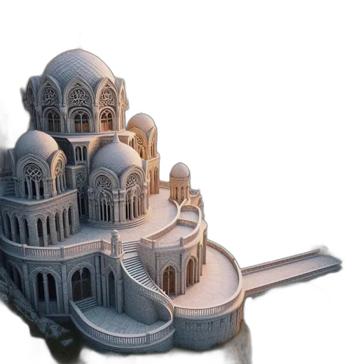 crown, building, 3d render, concept art transparent PNG cut-out