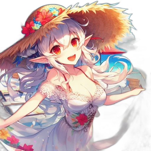 dress, hat, dragon, flower transparent PNG cut-out