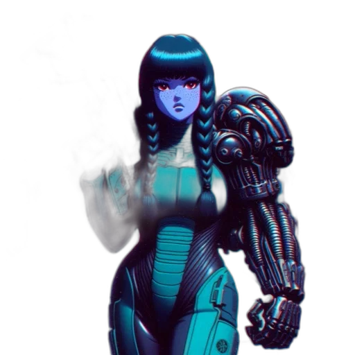 robot, concept art, cyberpunk, 3d render transparent PNG cut-out
