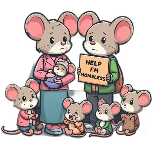 concept art, cartoon, anthropomorphic, mice transparent PNG cut-out