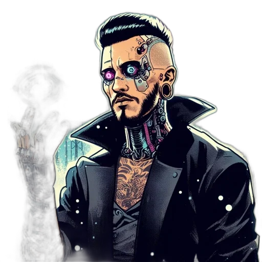 jacket, face, cartoon, comic book art transparent PNG cut-out