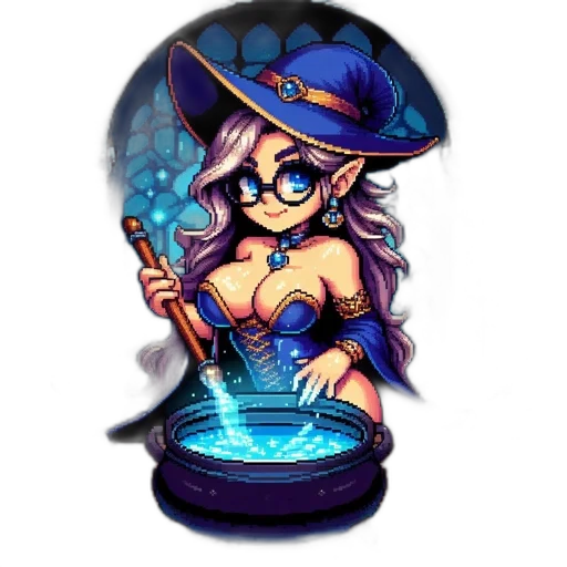 staff, hat, fantasy art, pixel art transparent PNG cut-out