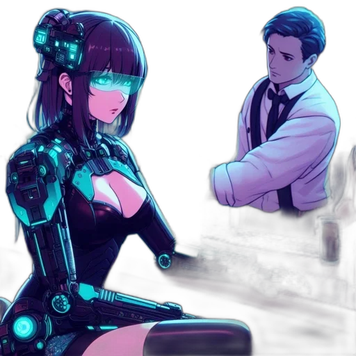 robot, dress, cyberpunk, concept art transparent PNG cut-out