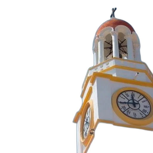 building, 3d render, white, clock transparent PNG cut-out