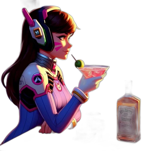 robot, bottle, concept art, vaporwave transparent PNG cut-out