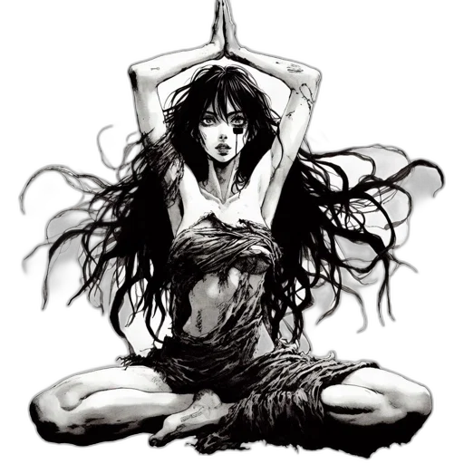creature, hair, comic book art, fantasy art transparent PNG cut-out