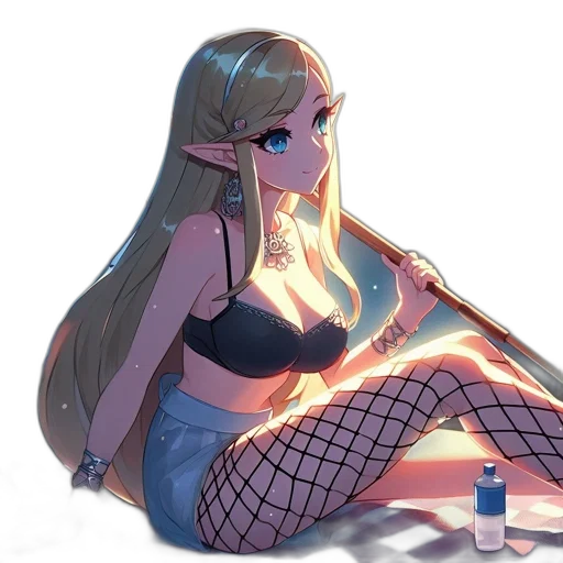 bottle, dress, hair, weapon transparent PNG cut-out