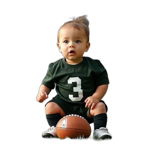 photorealistic, football, outfit, baby transparent PNG cut-out