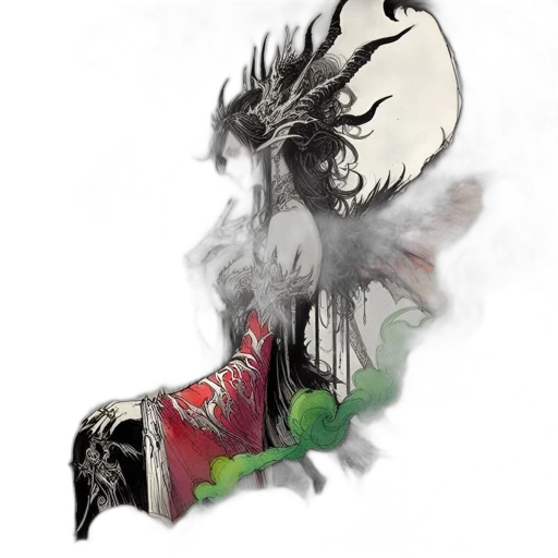 dragon, mask, staff, weapon transparent PNG cut-out