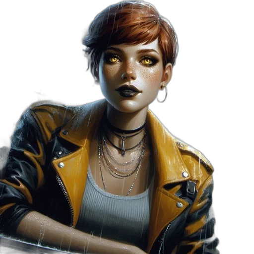 jacket, face, jewelry, comic book art transparent PNG cut-out