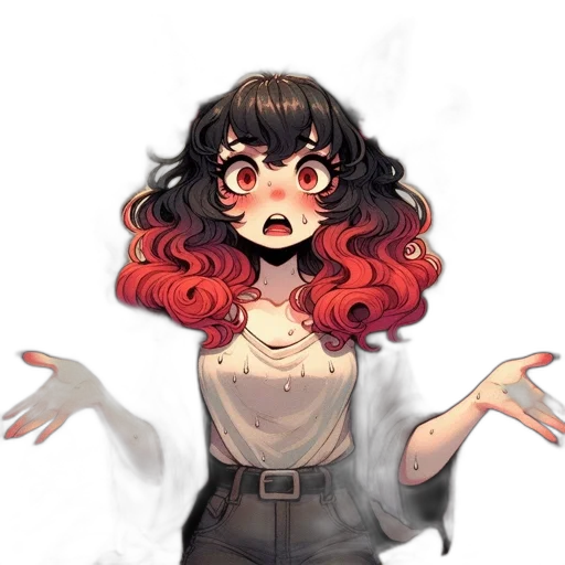 hair, creature, dress, staff transparent PNG cut-out