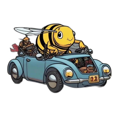 car, concept art, pixel art, bee transparent PNG cut-out