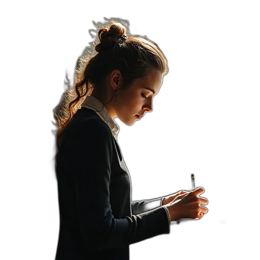 staff, jewelry, jacket, hair transparent PNG cut-out
