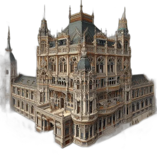 building, crown, concept art, 3d render transparent PNG cut-out