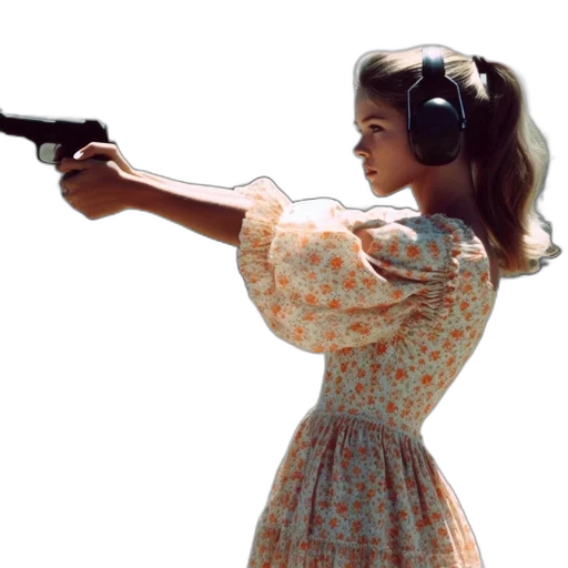 weapon, dress, photorealistic, young transparent PNG cut-out