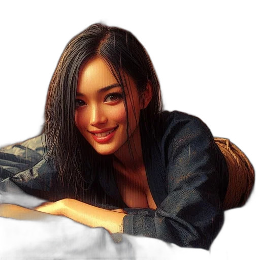 jacket, face, photorealistic, oil painting transparent PNG cut-out