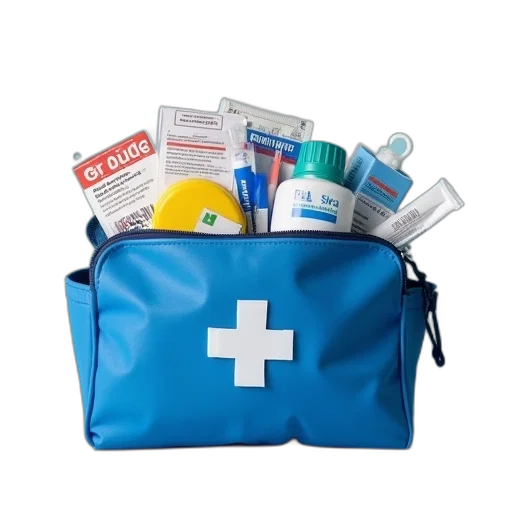 blue, bag, filled, first transparent PNG cut-out