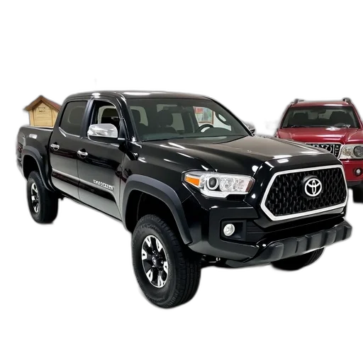black, pickup, truck, parked transparent PNG cut-out