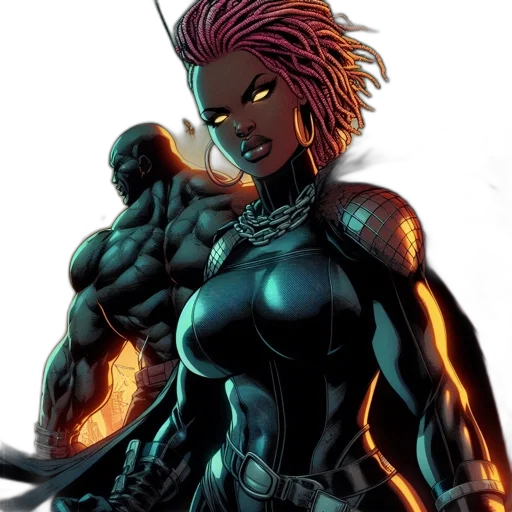 comic book art, concept art, cyberpunk, cartoon transparent PNG cut-out