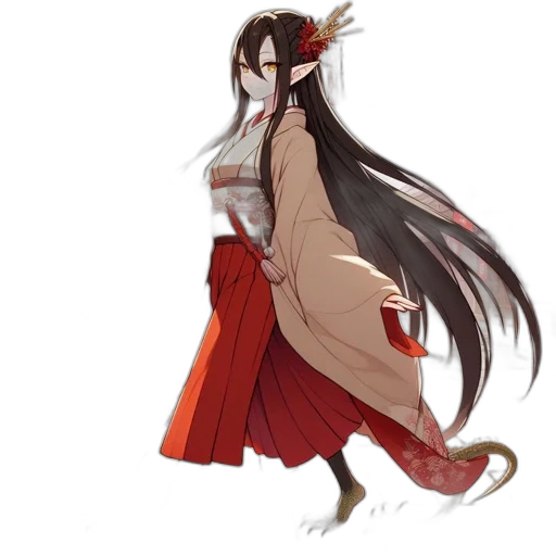 dragon, dress, staff, creature transparent PNG cut-out