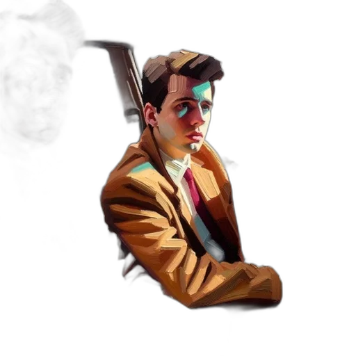 jacket, umbrella, staff, face transparent PNG cut-out