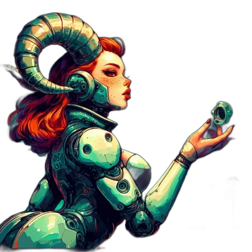 robot, jewelry, staff, creature transparent PNG cut-out