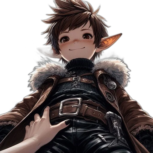 jacket, staff, face, weapon transparent PNG cut-out