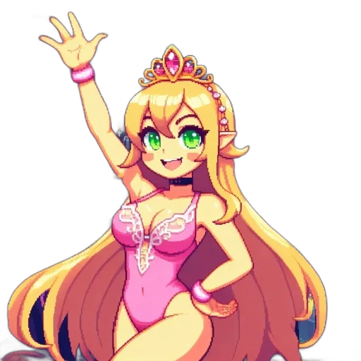 crown, dress, staff, pixel art transparent PNG cut-out